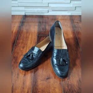 Salvatore Ferragamo Black Leather Tassel Kiltie Loafer Men's Shoes 11